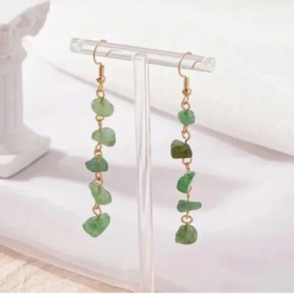 ❤️ FREE Stone Drop Tiered Boho Peasant Hippie Hipster Farm Cottage Earrings